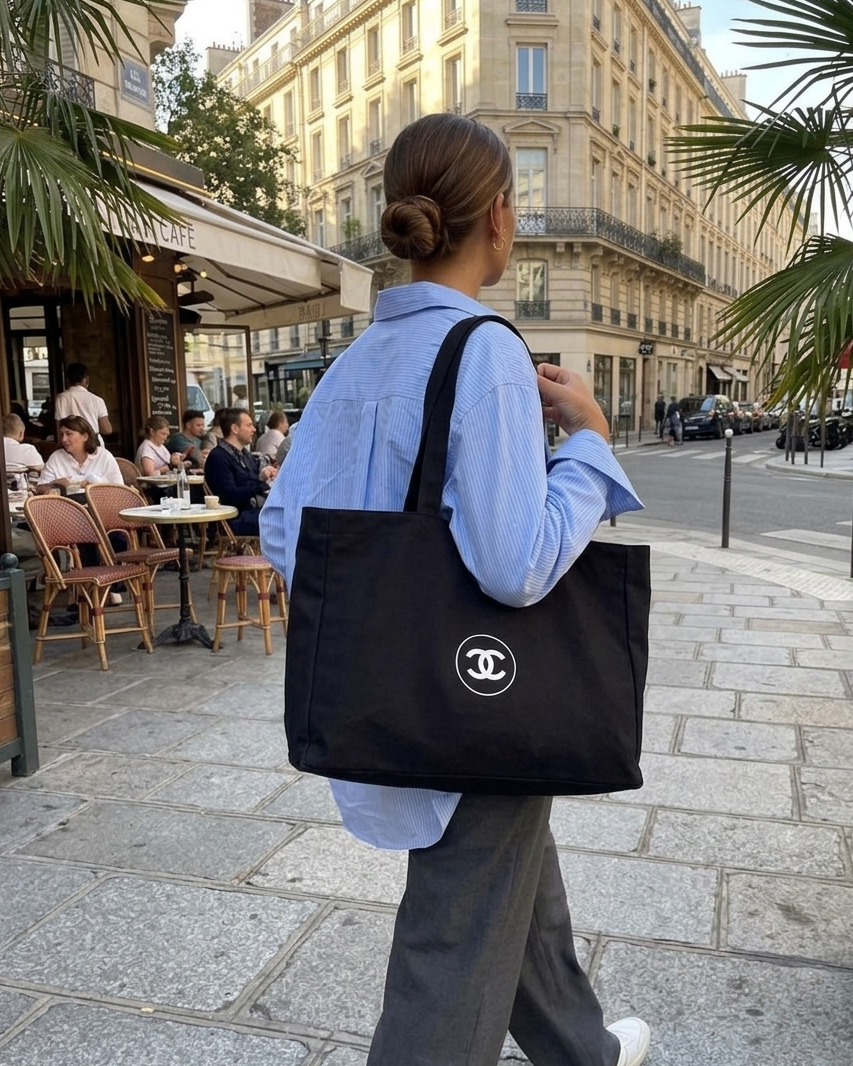 Chanel VIP Gift Canvas Tote Bag No1 Black Tote Bag Shopping Bag Chanel VIP Gift Canvas Tote Bag No1 Black Tote Bag Shopping Bag
