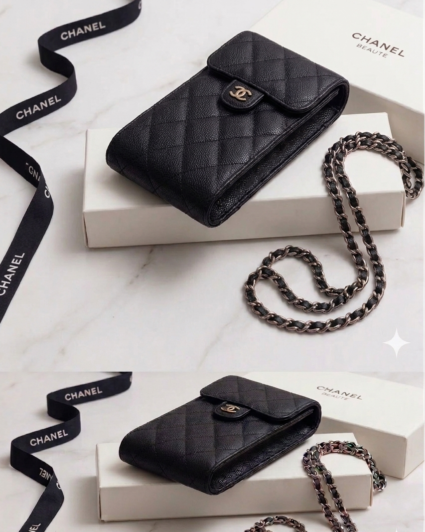 CHANEL VIP Gift Novelty Quilted Caviar Mini Crossbody Bag - Black