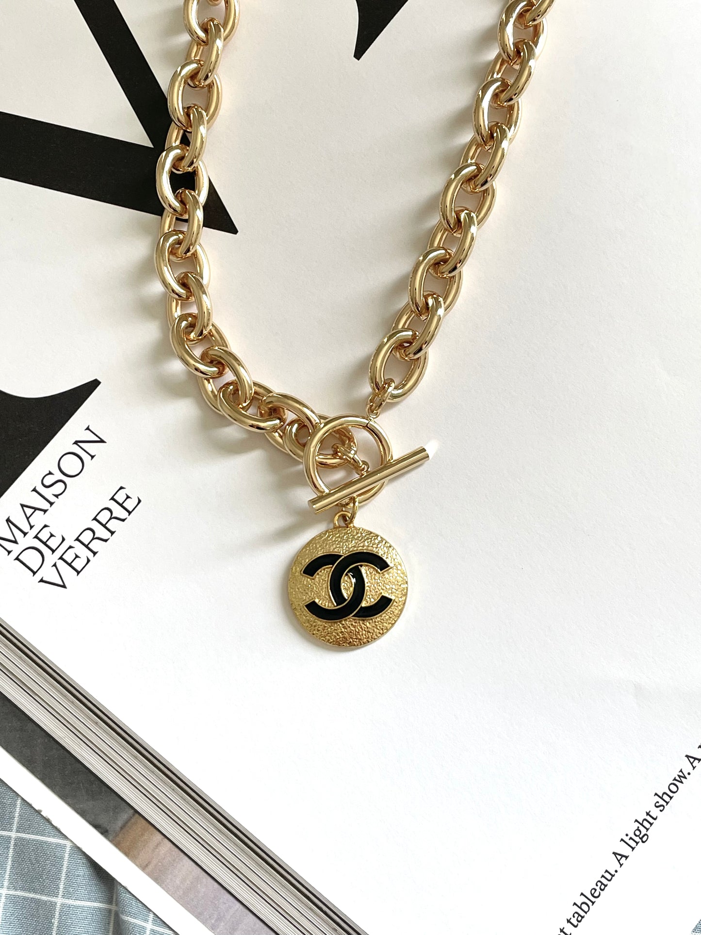 Repurposed Authentic Designer Zipper Pull Gold Plated Necklace