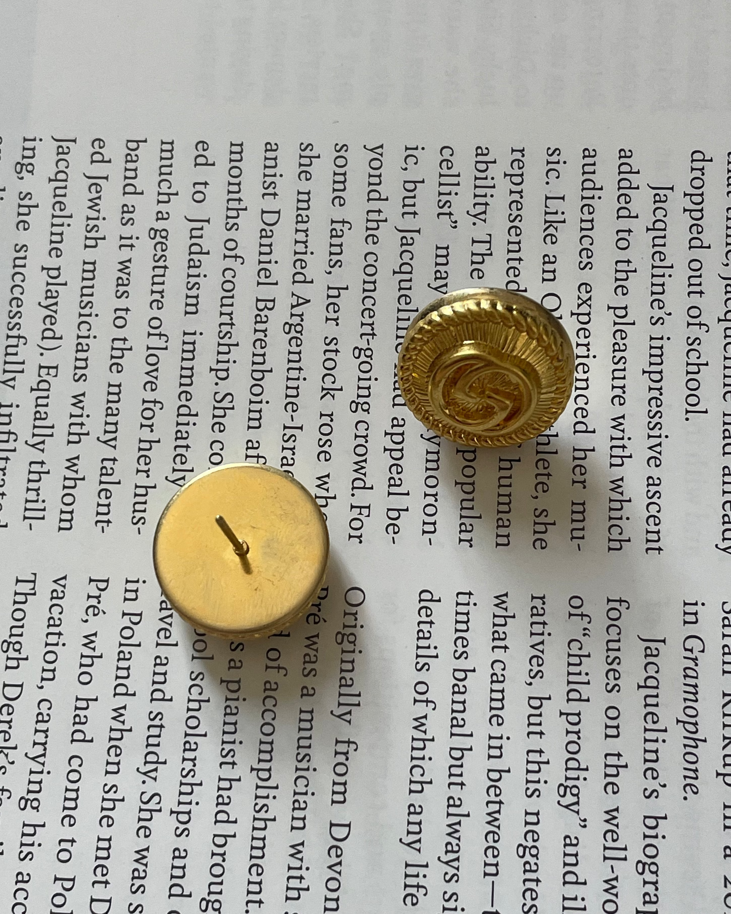 Repurposed Designer Button Gold Plated Stud Earrings – Upcycled Statement Jewelry for Women