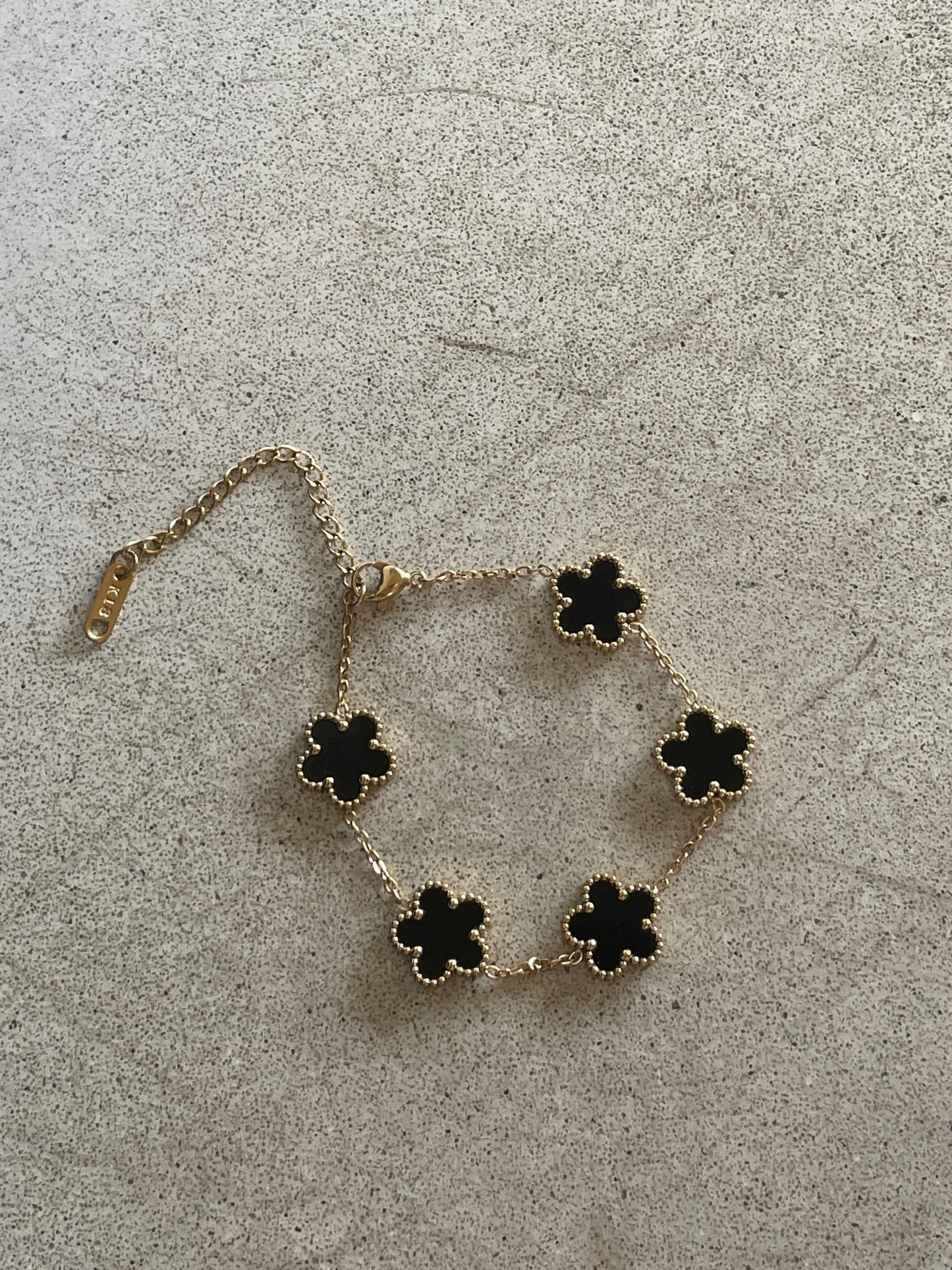 18K Gold Plated Stainless Steel Adjustable Five Petal Clover Bracelet