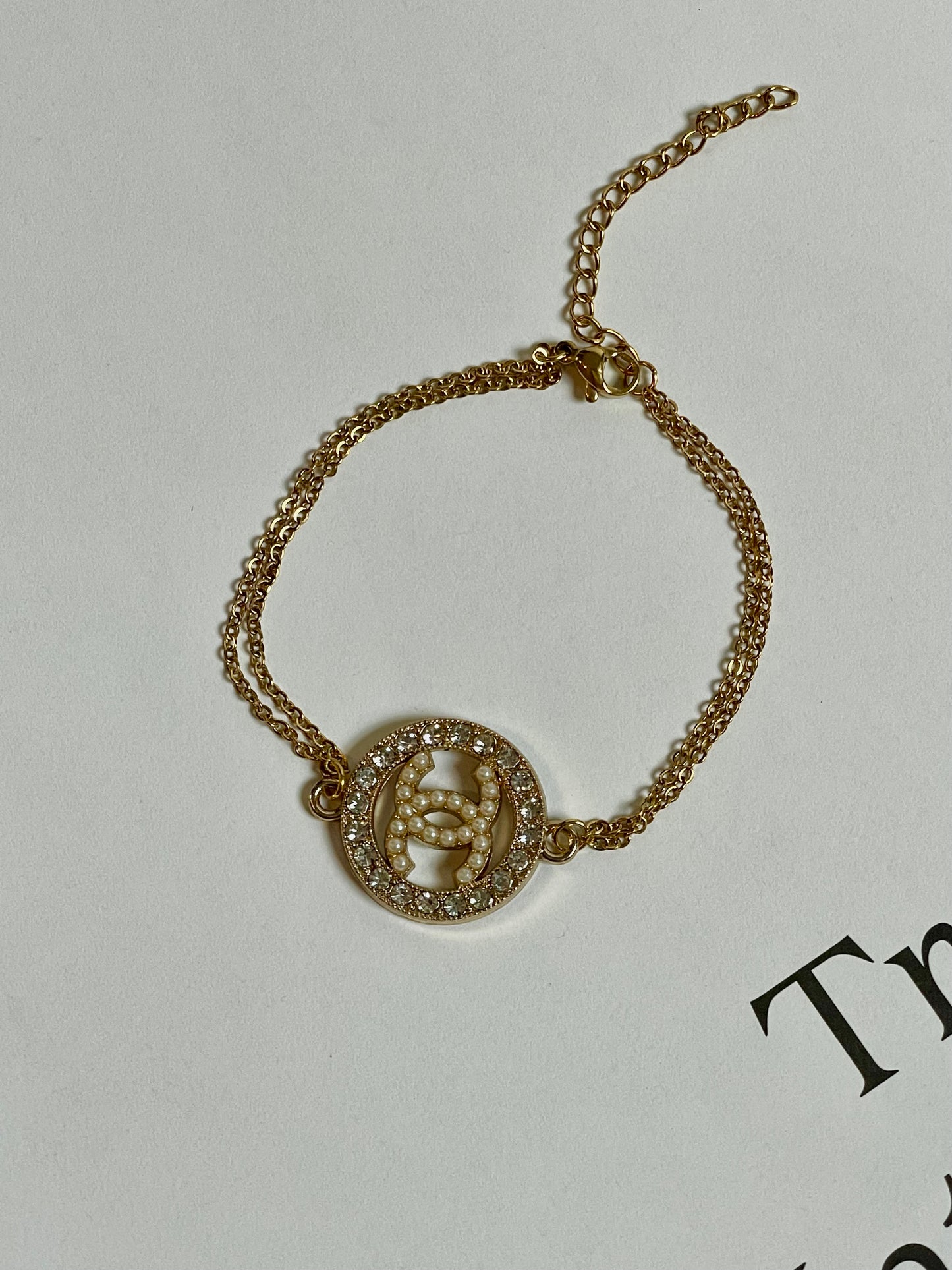 Repurposed Authentic Designer Charm Gold Plated Bracelet
