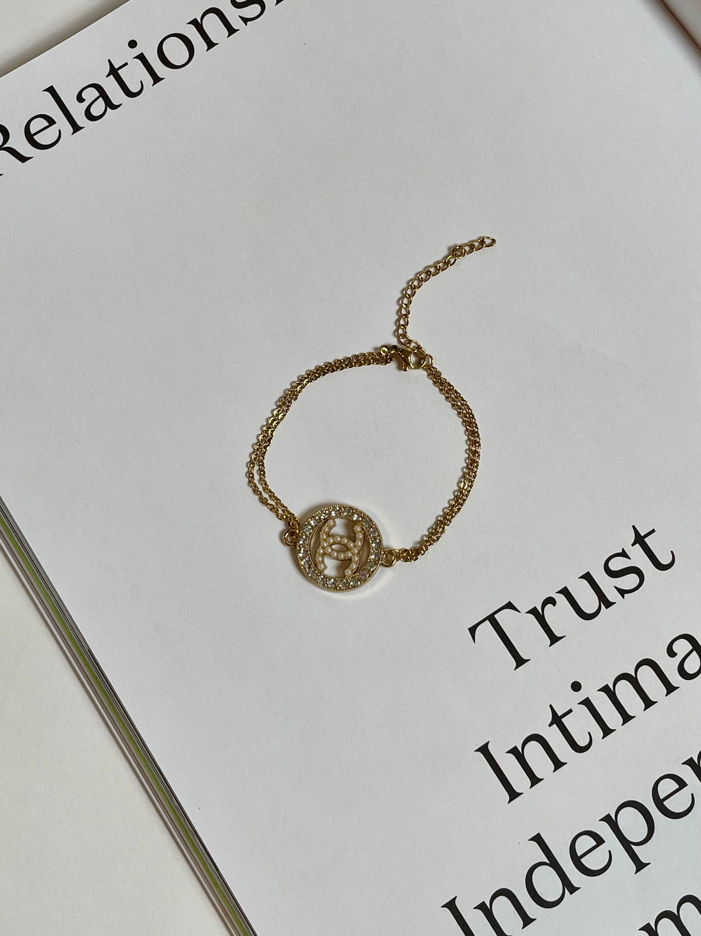 Repurposed Authentic Designer Charm Gold Plated Bracelet
