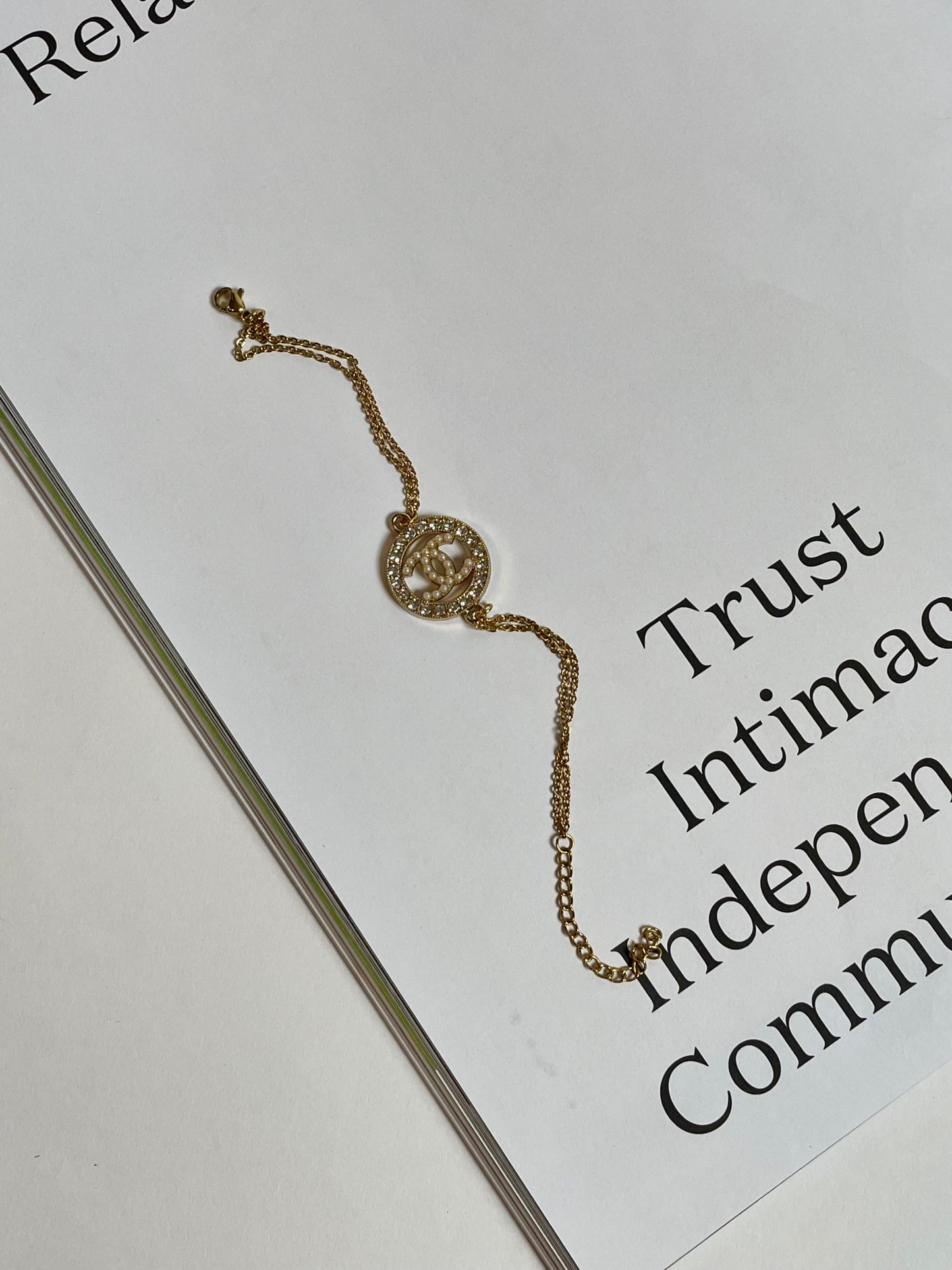 Repurposed Authentic Designer Charm Gold Plated Bracelet