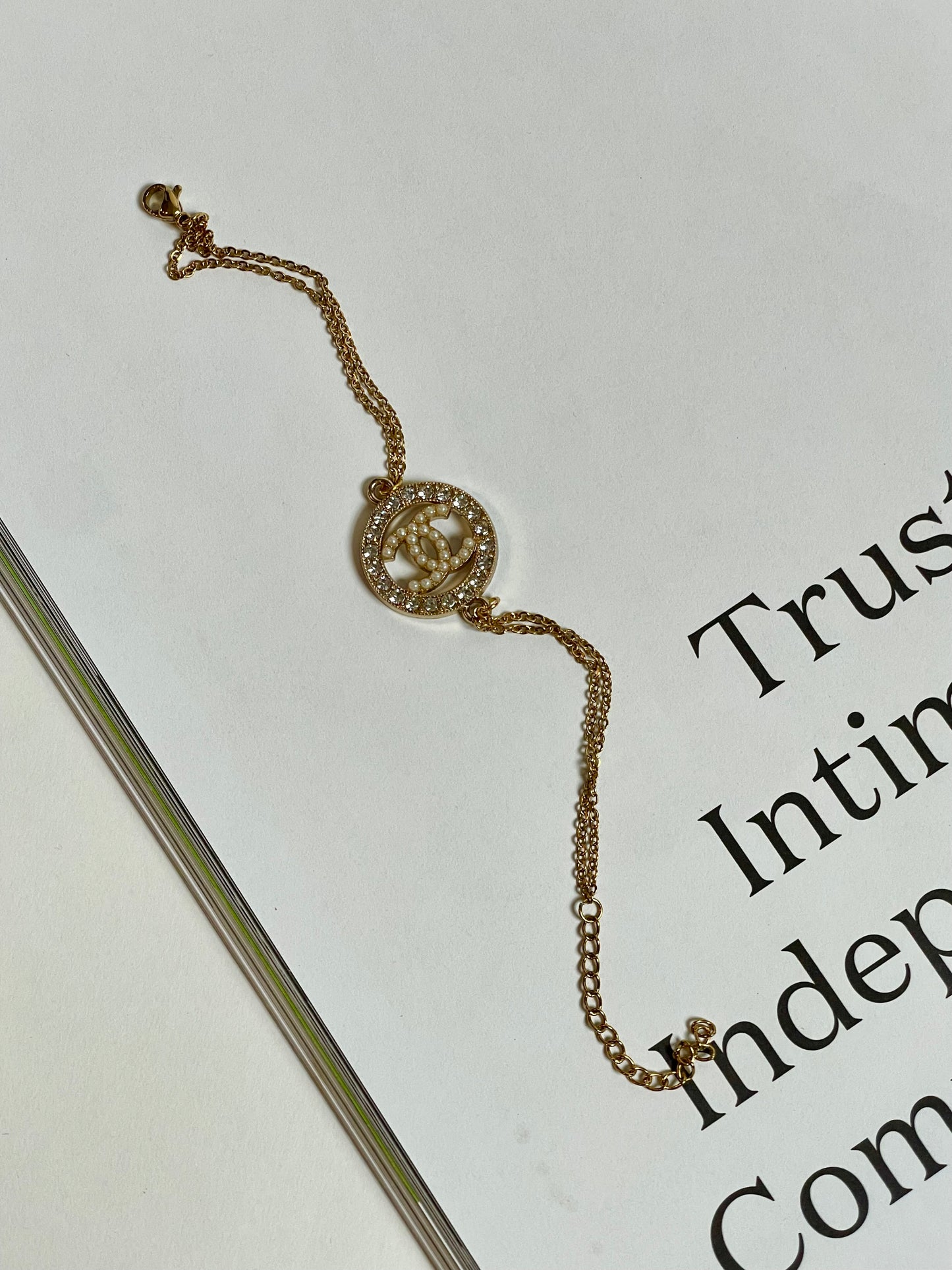 Repurposed Authentic Designer Charm Gold Plated Bracelet