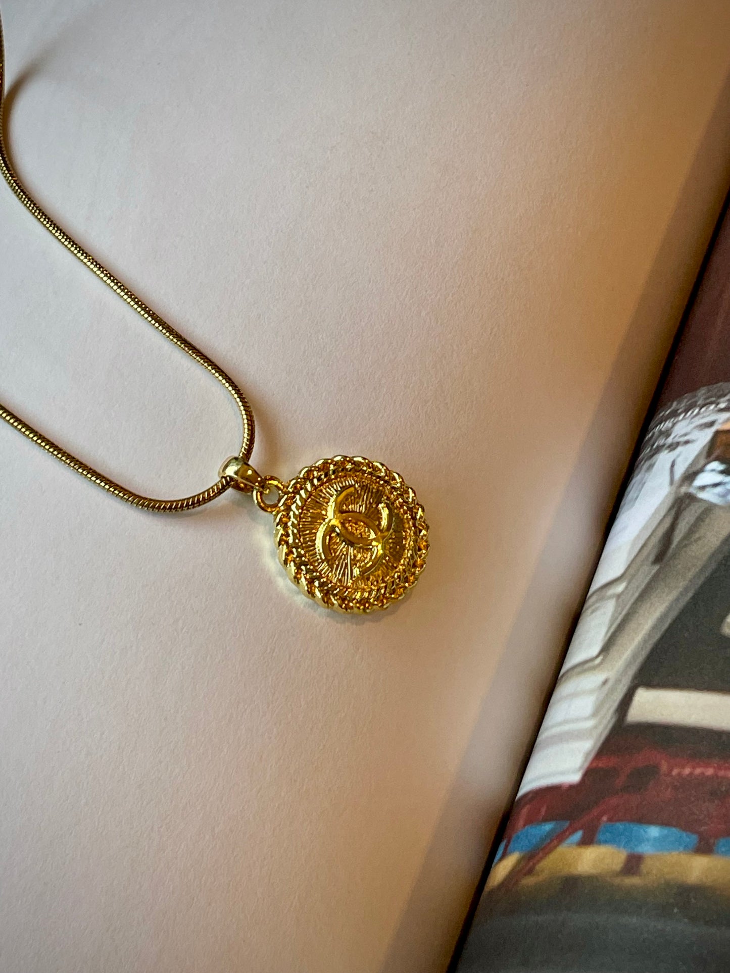 Repurposed Authentic Designer Zipper Pull Gold Plated Necklace