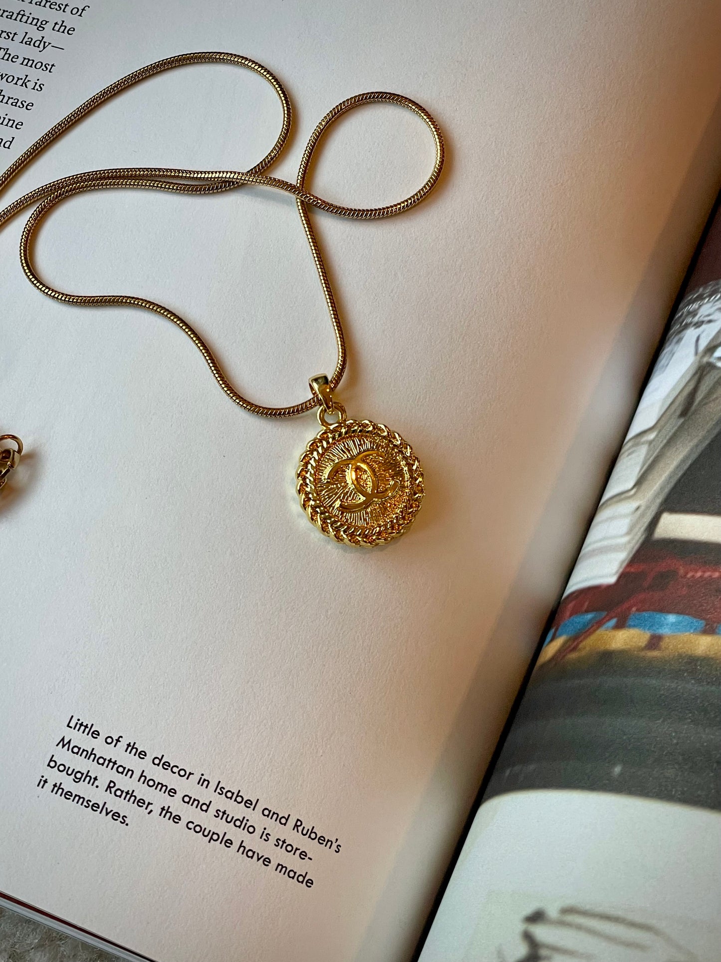 Repurposed Authentic Designer Zipper Pull Gold Plated Necklace