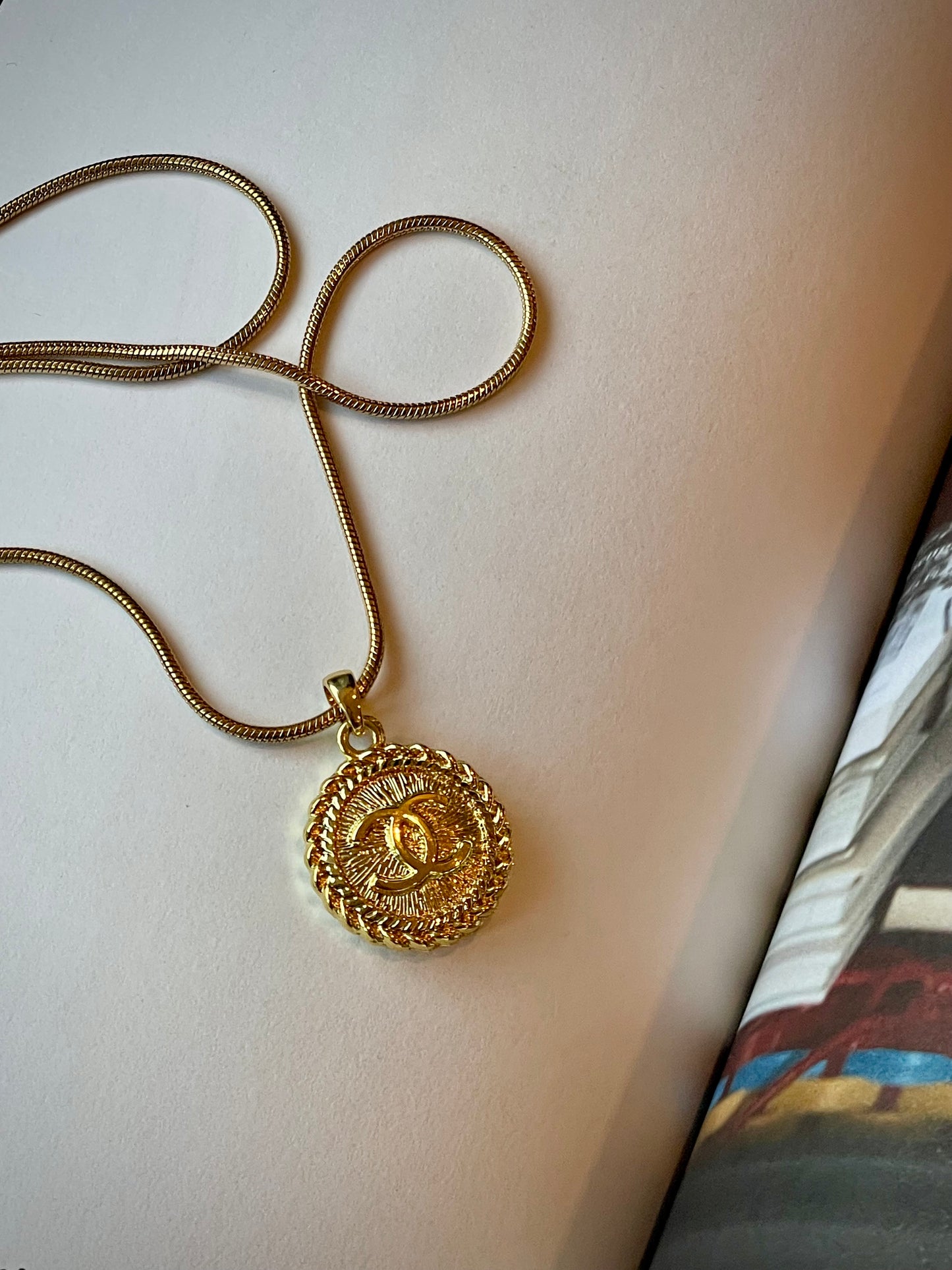 Repurposed Authentic Designer Zipper Pull Gold Plated Necklace