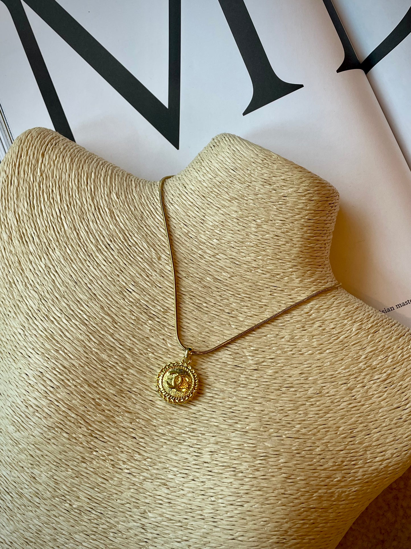 Repurposed Authentic Designer Zipper Pull Gold Plated Necklace
