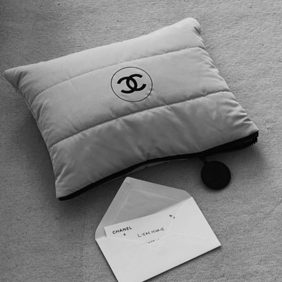 Chanel Beaute Puffy Nylon Cloud Makeup Cosmetic Pouch Clutch Beige