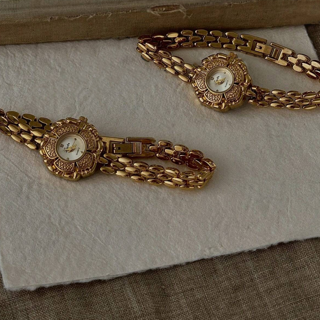 Vintage Women’s Gold Flower Watch, Camellia Watch