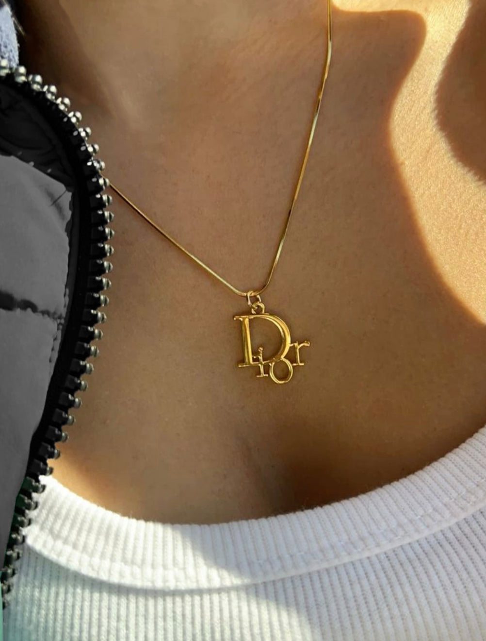 Repurposed Authentic Designer Zipper Pull Gold Plated Necklace