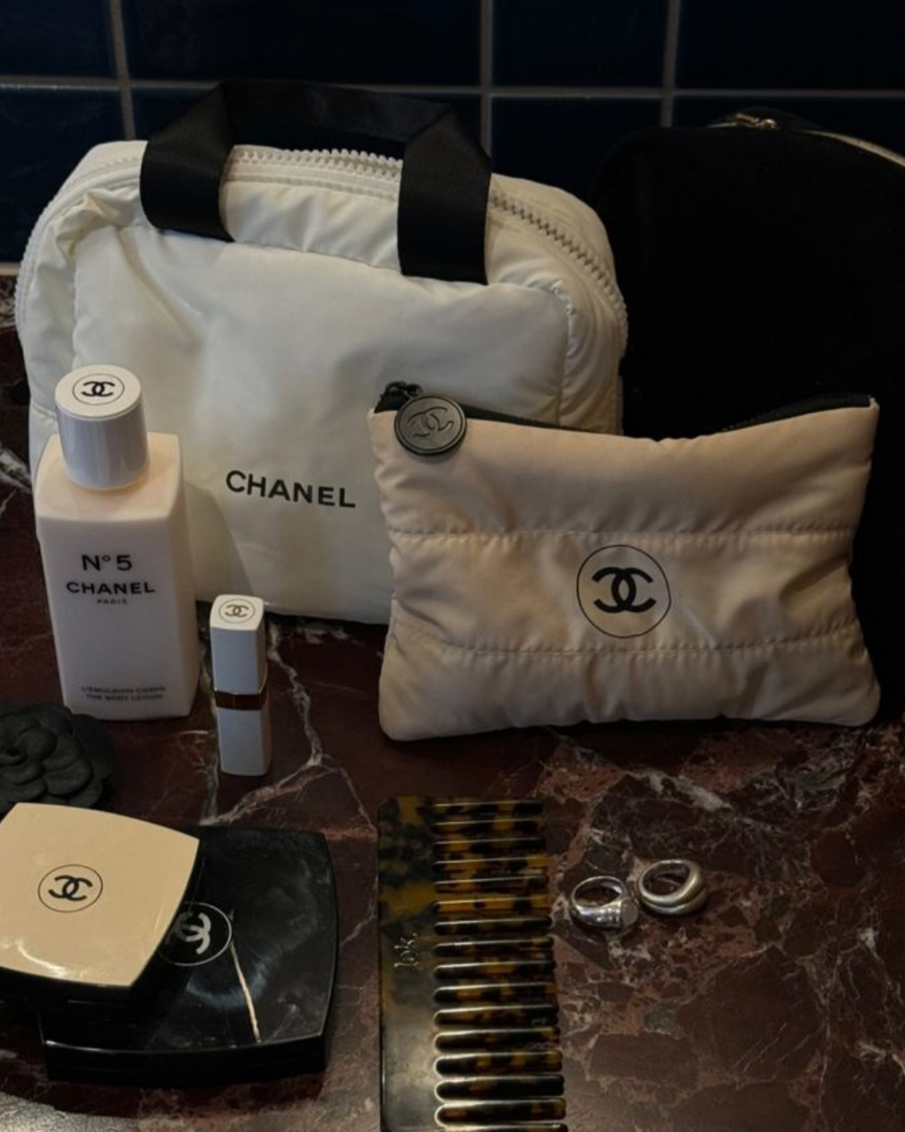 Chanel Makeup Cosmetic Bag Pouch White, POUCH BAG ONLY