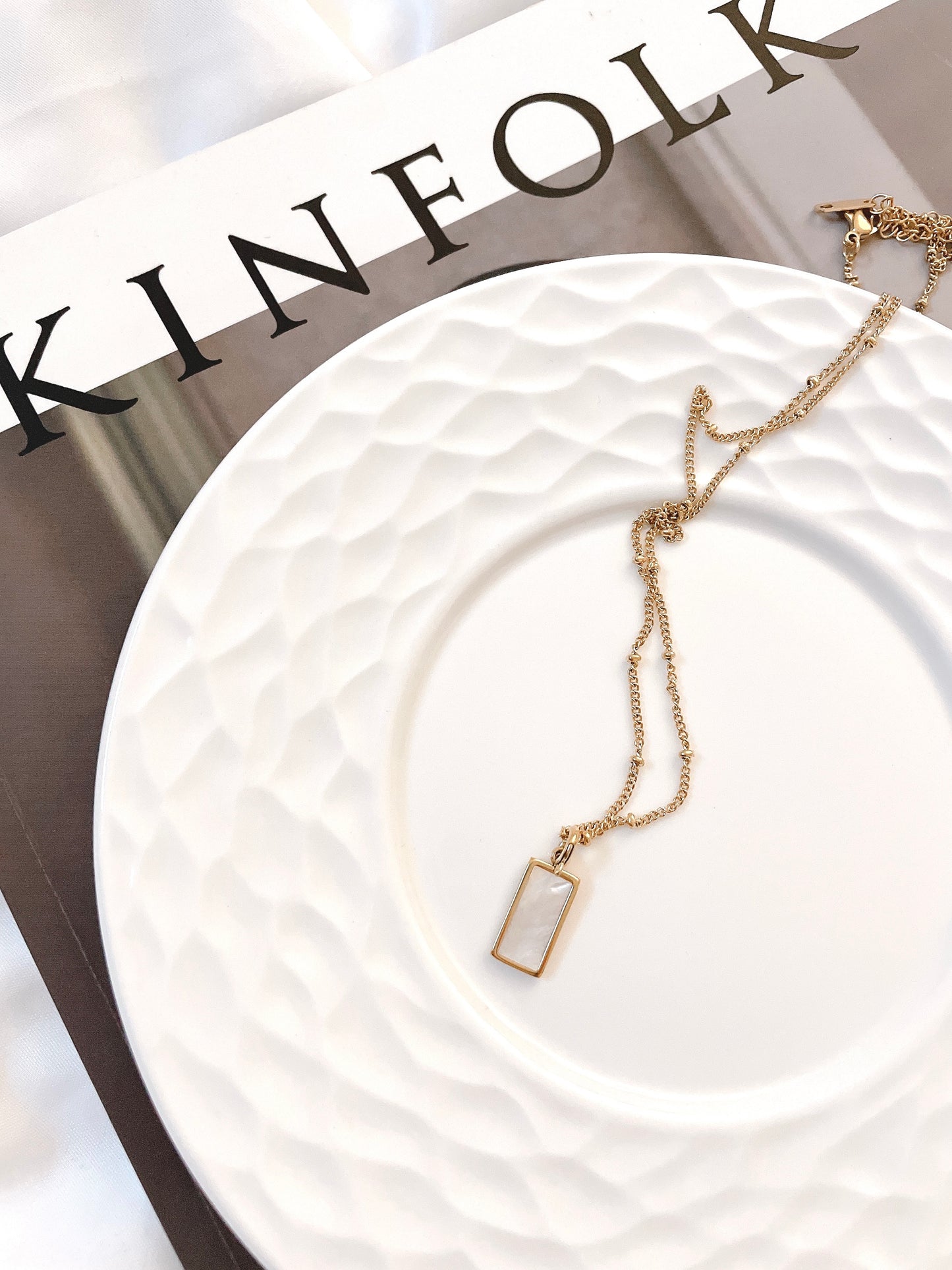 Natural Shell Minimalist Necklace, Gold Plated Fashion Necklace