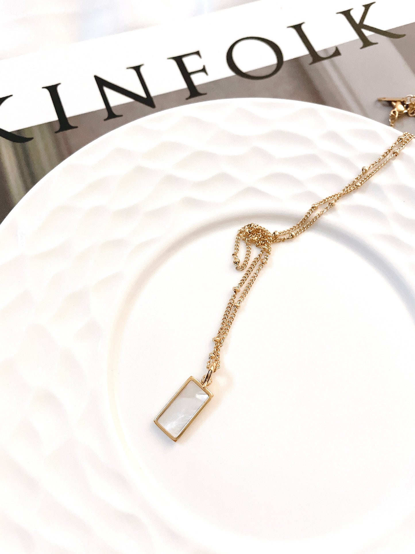 Natural Shell Minimalist Necklace, Gold Plated Fashion Necklace