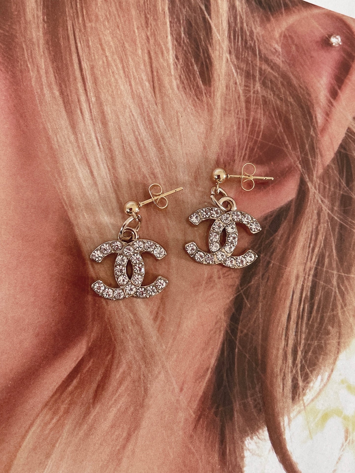 Repurposed Authentic Designer Zipper Pull Gold Plated Drop Earrings