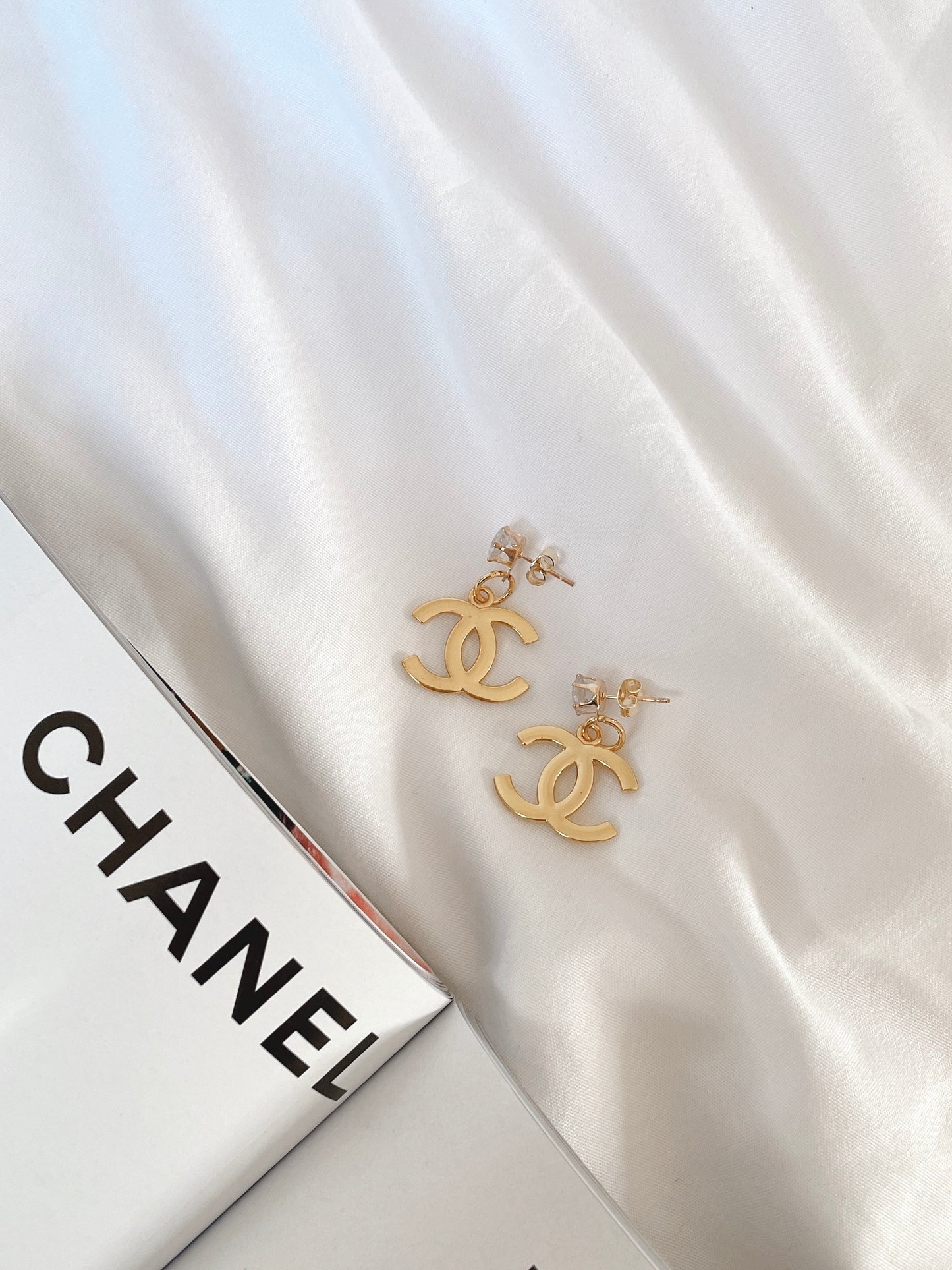 Repurposed Authentic Designer Zipper Pull Gold Plated Drop Earrings