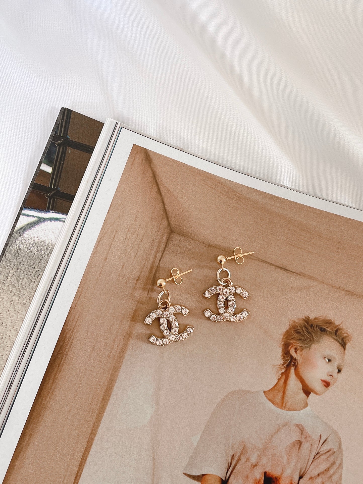 Repurposed Authentic Designer Zipper Pull Gold Plated Drop Earrings