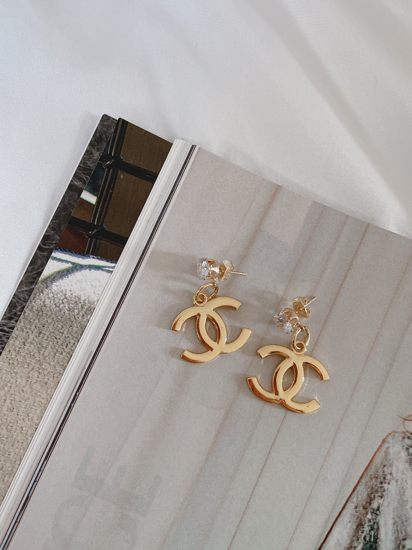 Repurposed Authentic Designer Zipper Pull Gold Plated Drop Earrings