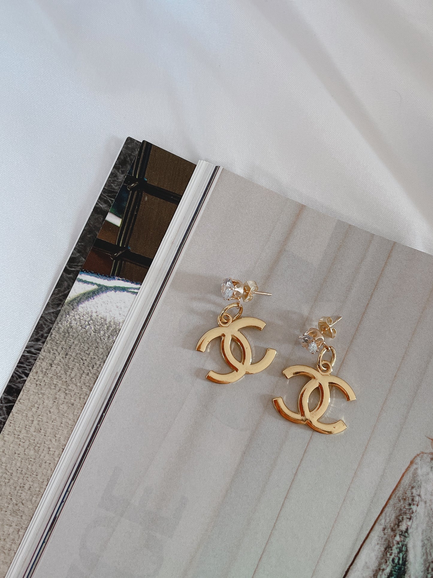 Repurposed Authentic Designer Zipper Pull Gold Plated Drop Earrings