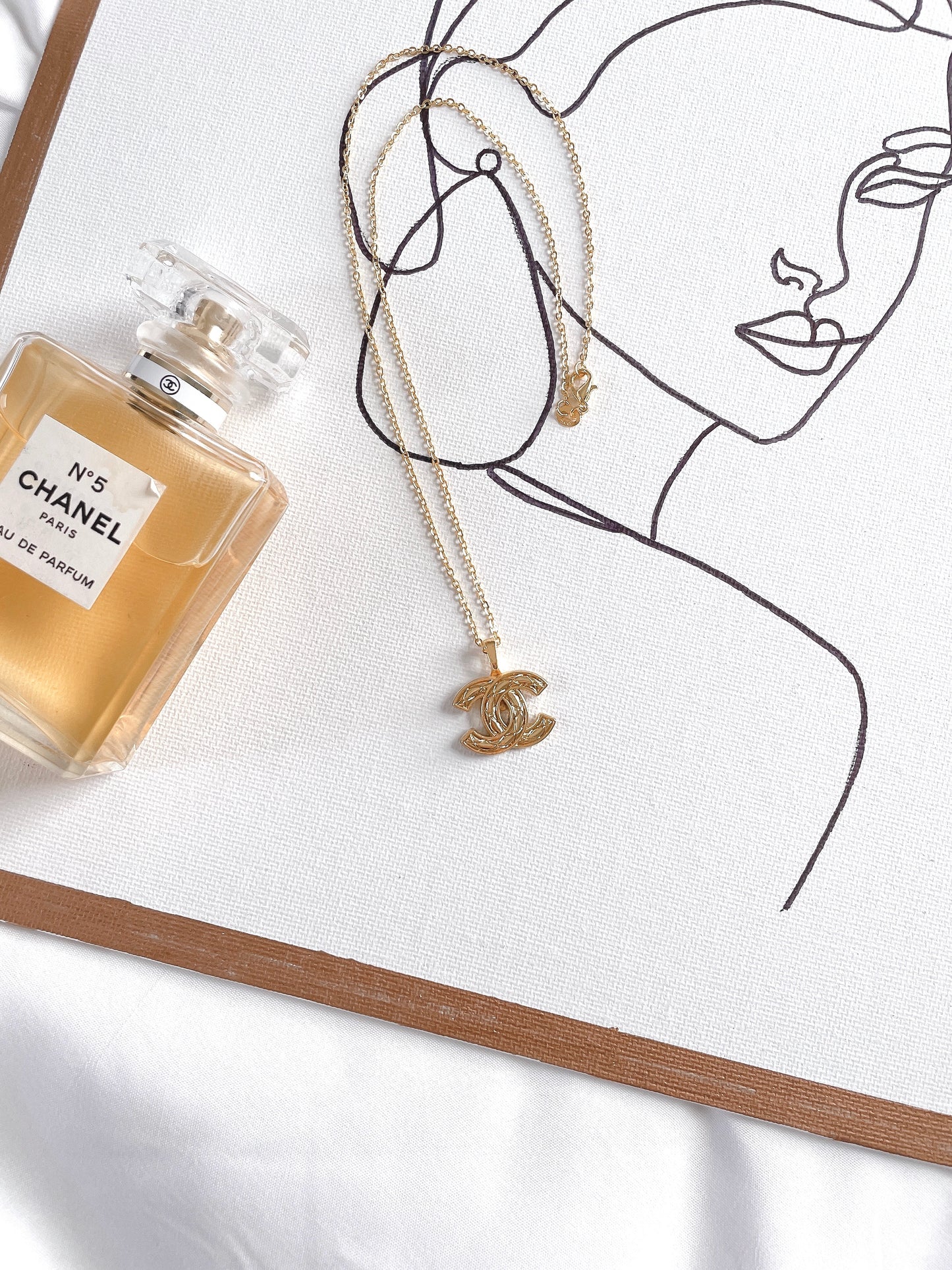 Repurposed Authentic Designer Button Gold Plated Necklace