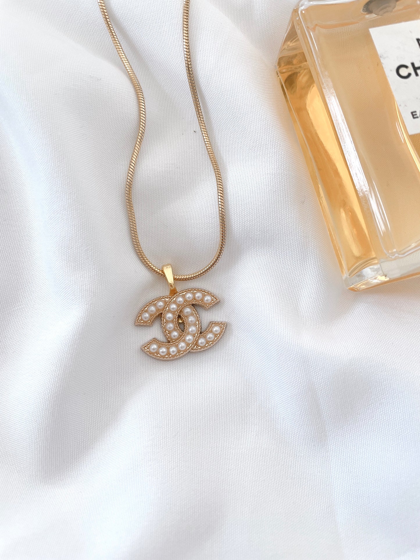 Repurposed Authentic Designer Button Gold Plated Necklace