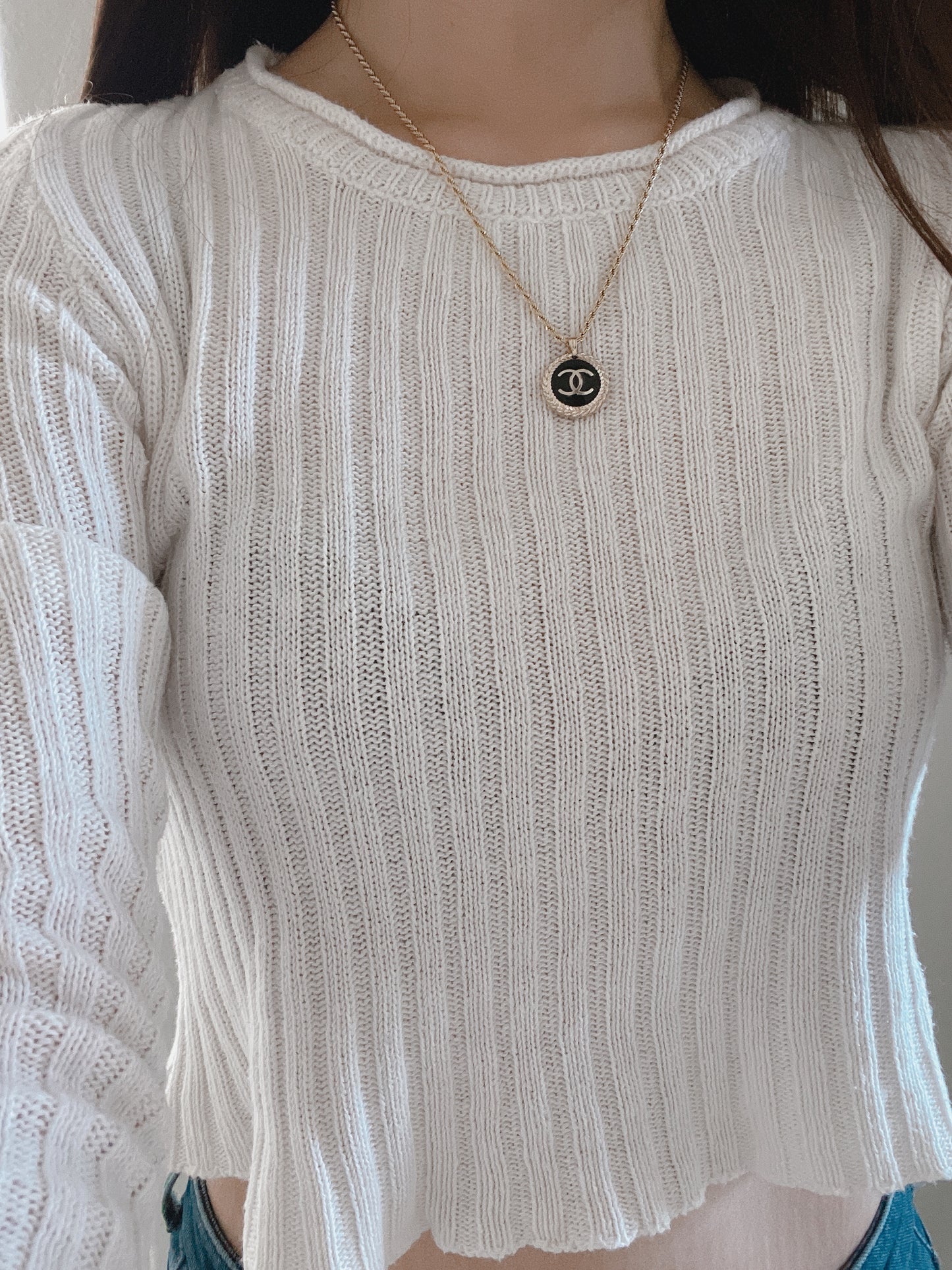 Repurposed Authentic Designer Button Gold Plated Necklace