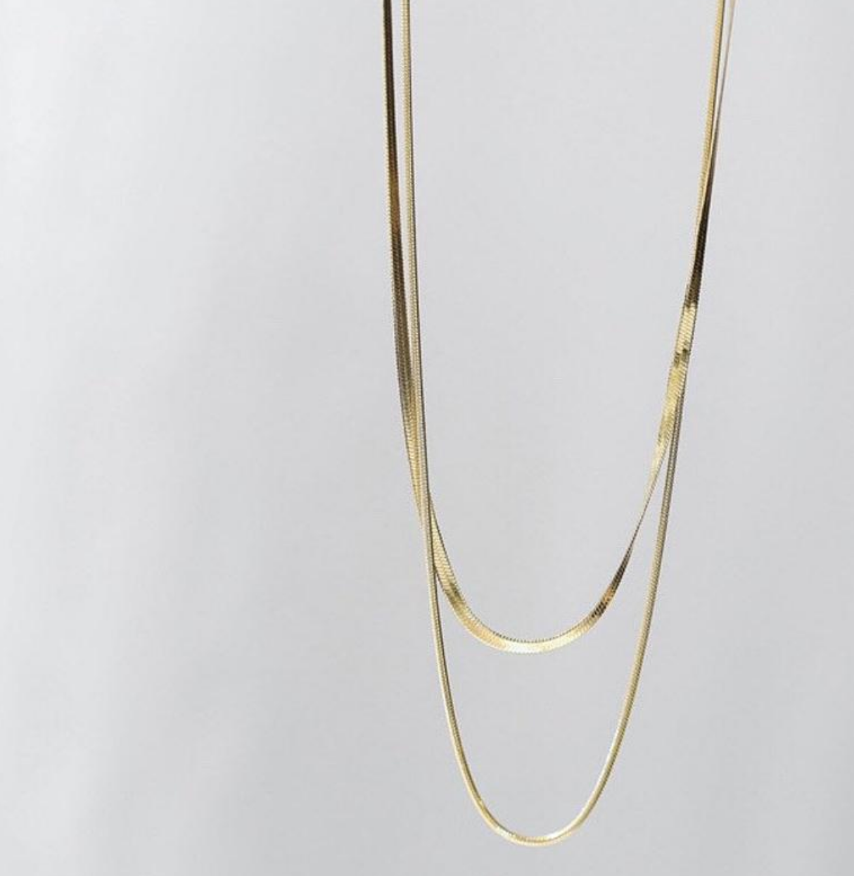18K Gold Plated Herringbone Snake Chain Double Layered Necklace