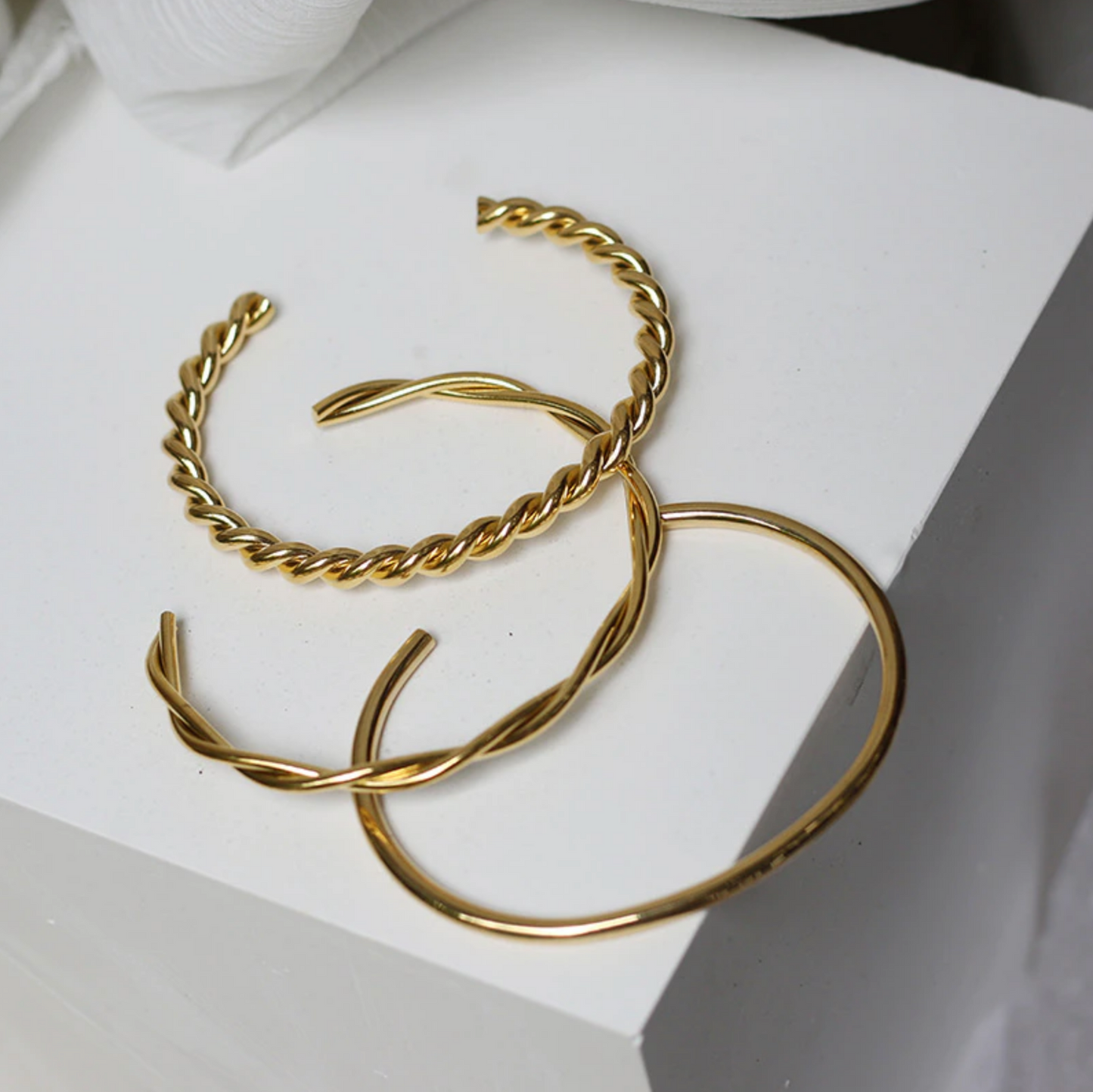 18K Gold Plated Simple Adjustable Bangle, Minimalist Bracelet