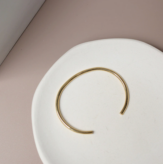 18K Gold Plated Simple Adjustable Bangle, Minimalist Bracelet