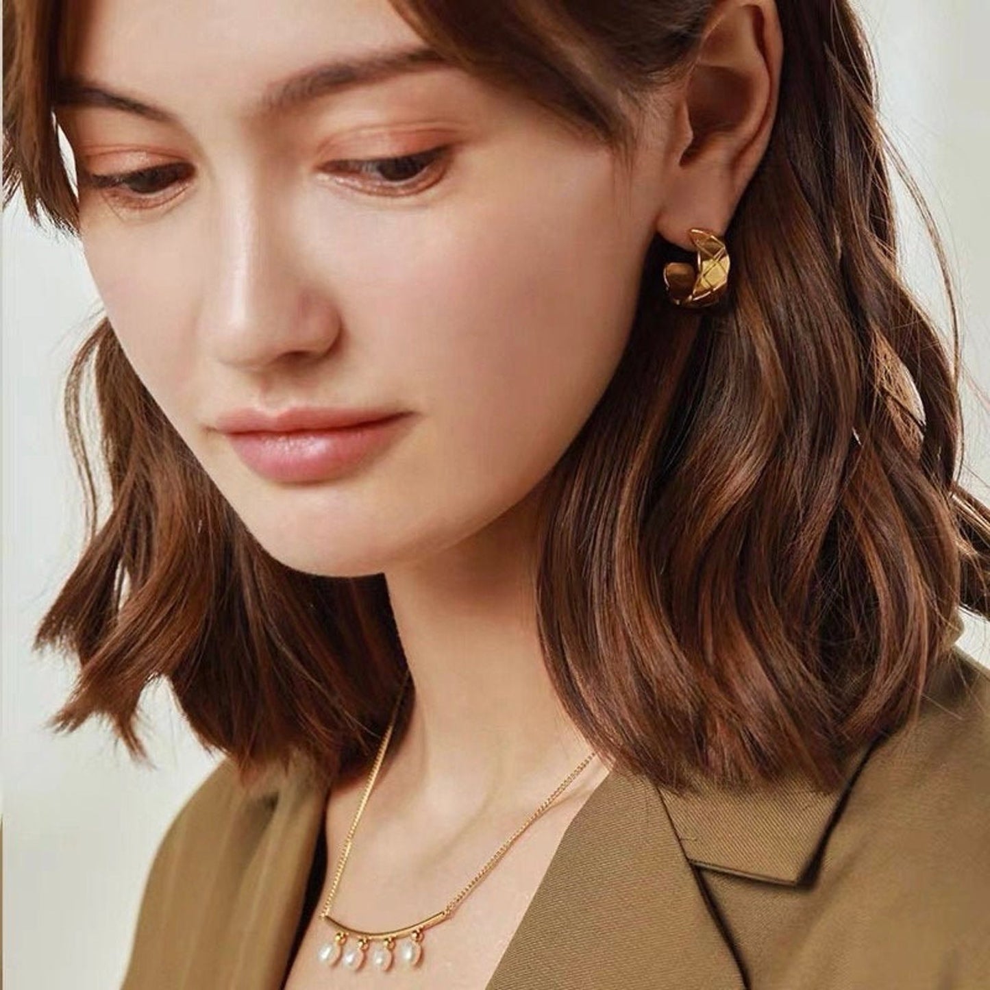 Designer Inspired Wide Stud Earrings, Textured Minimalist Earrings