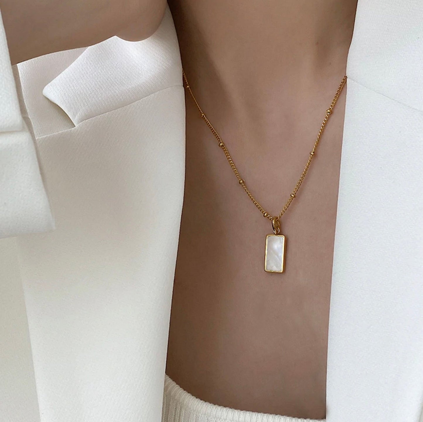 Natural Shell Minimalist Necklace, Gold Plated Fashion Necklace