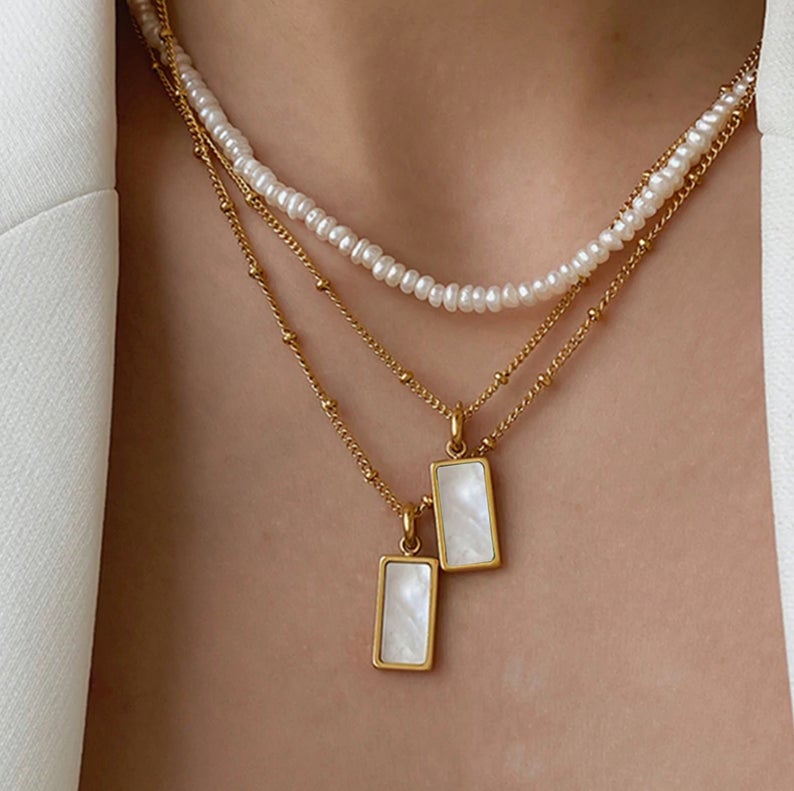 Natural Shell Minimalist Necklace, Gold Plated Fashion Necklace