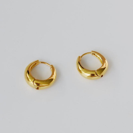 18K Gold Plated Dome Earrings, Minimalist Tiny Huggie Earrings