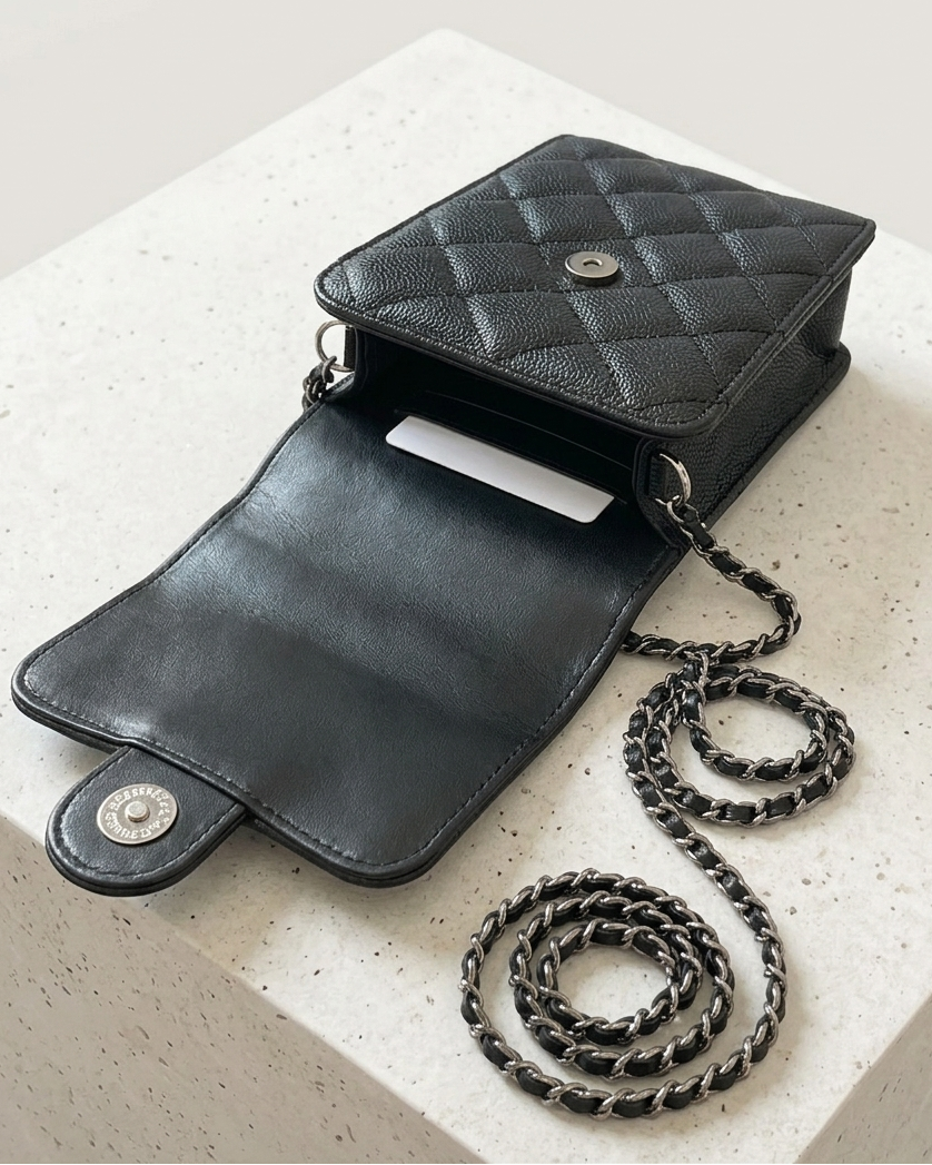 CHANEL VIP Gift Novelty Quilted Caviar Mini Crossbody Bag - Black