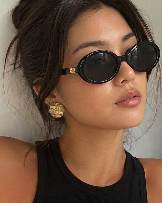 Repurposed Designer Button Gold Plated Stud Earrings  – Upcycled Statement Jewelry for Women