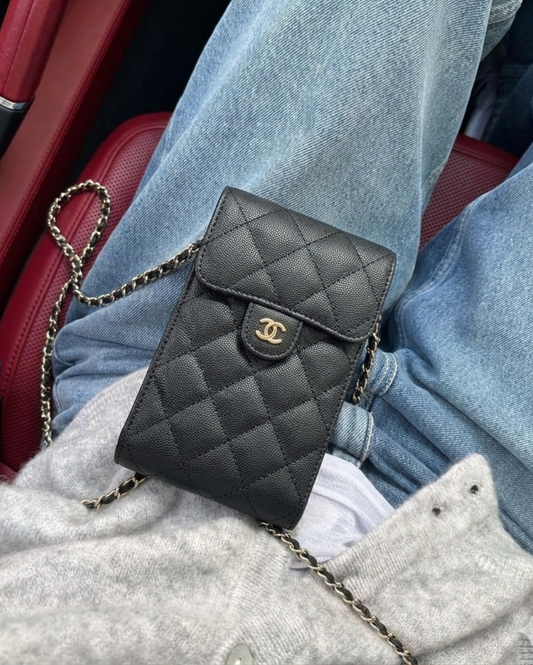 CHANEL VIP Gift Novelty Quilted Caviar Mini Crossbody Bag - Black