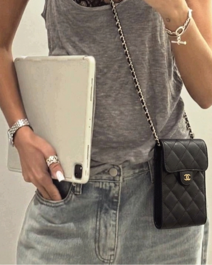 CHANEL VIP Gift Novelty Quilted Caviar Mini Crossbody Bag - Black