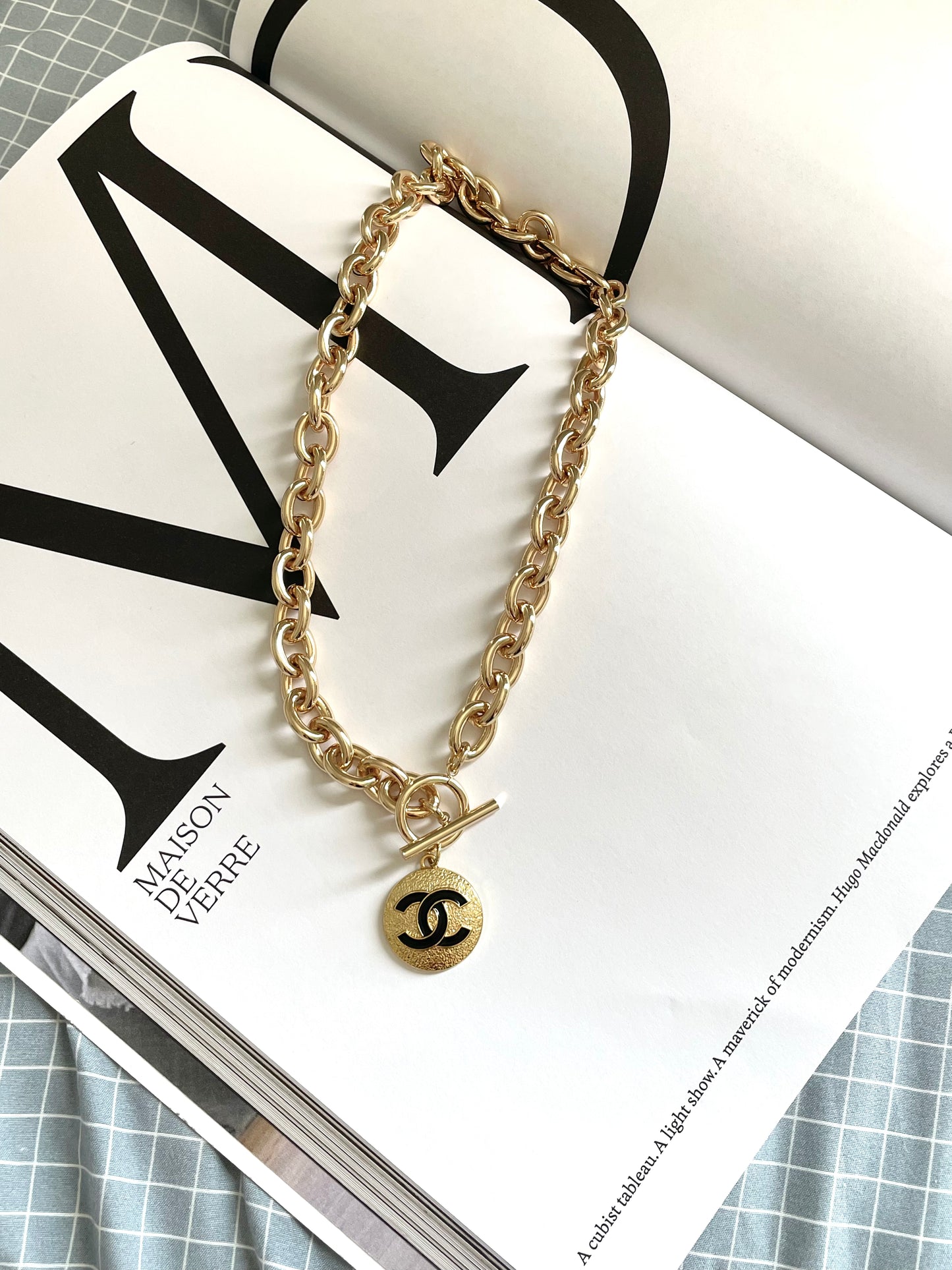 Repurposed Authentic Designer Zipper Pull Gold Plated Necklace