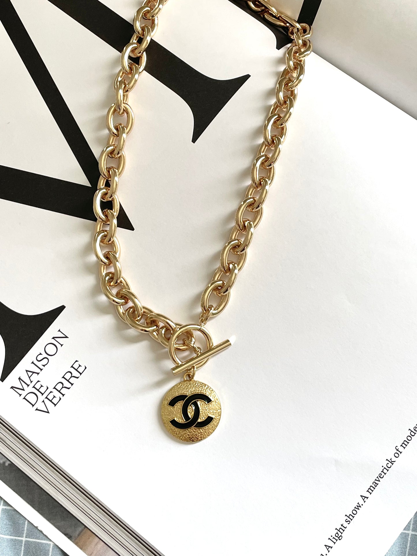 Repurposed Authentic Designer Zipper Pull Gold Plated Necklace