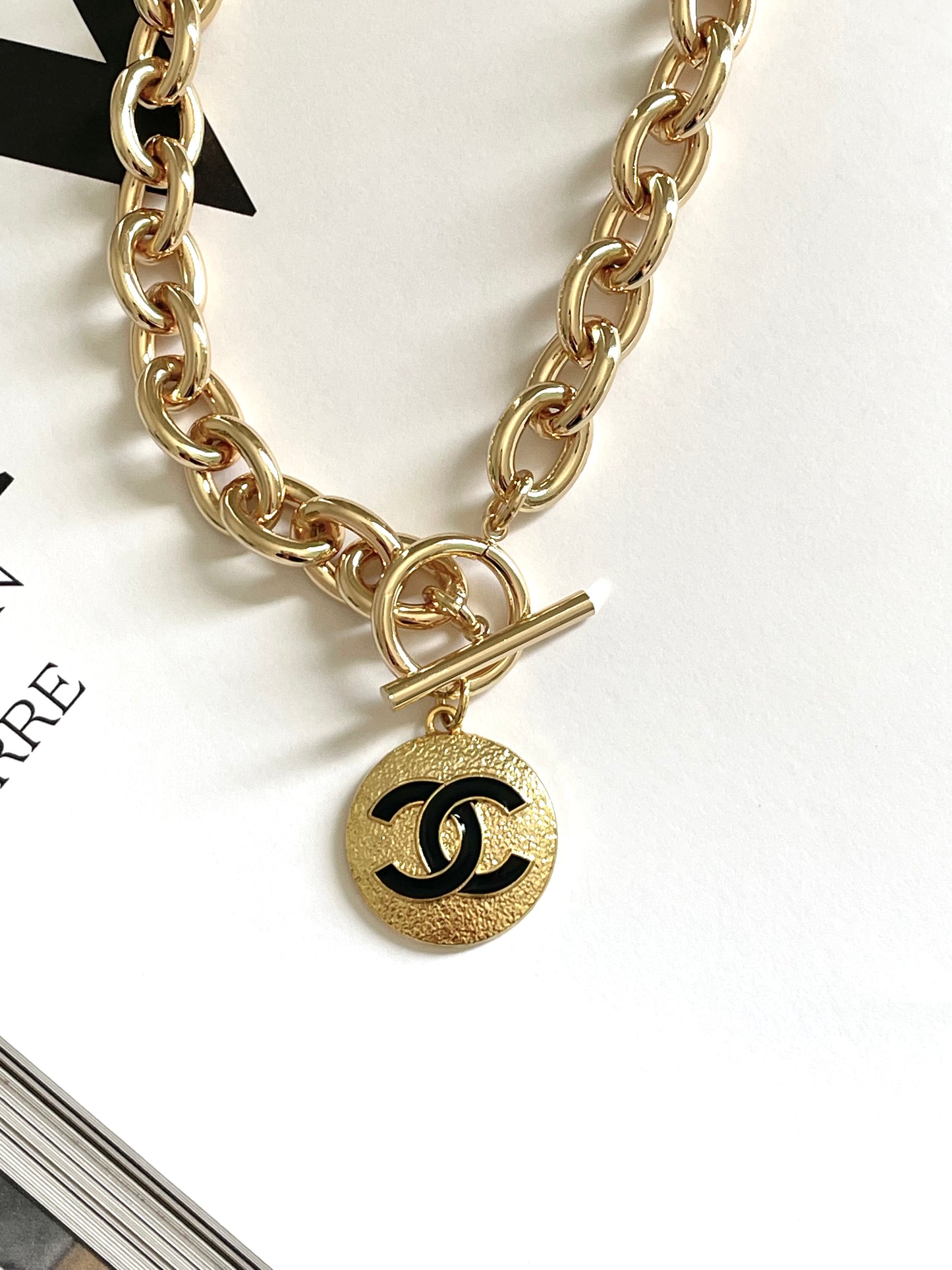 Repurposed Authentic Designer Zipper Pull Gold Plated Necklace