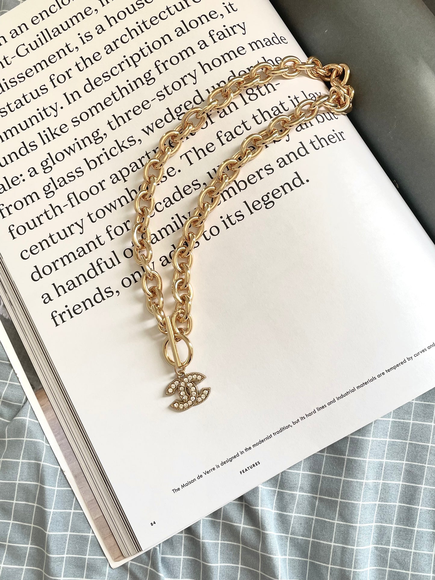 Repurposed Authentic Designer Zipper Pull Gold Plated Necklace