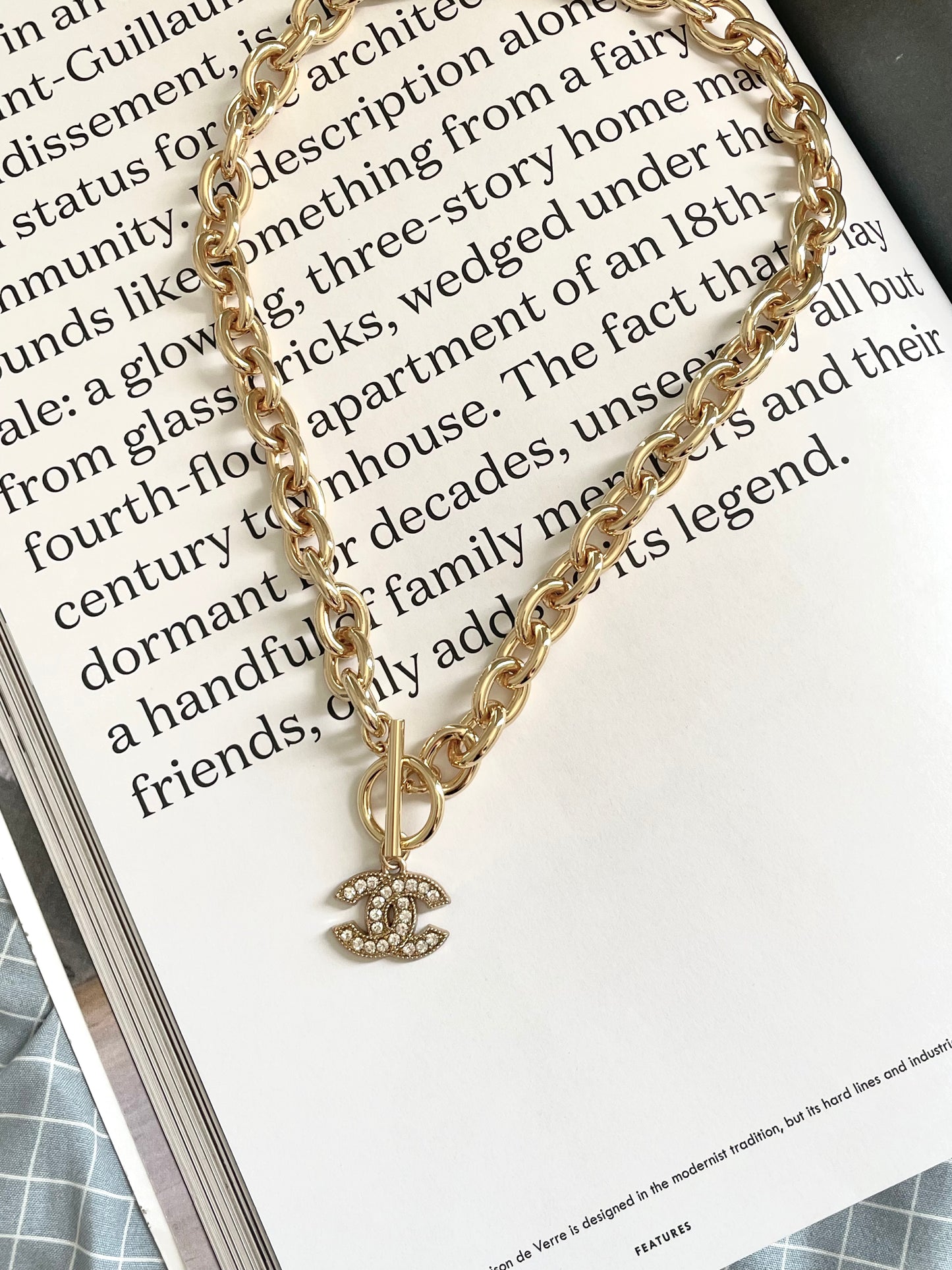 Repurposed Authentic Designer Zipper Pull Gold Plated Necklace