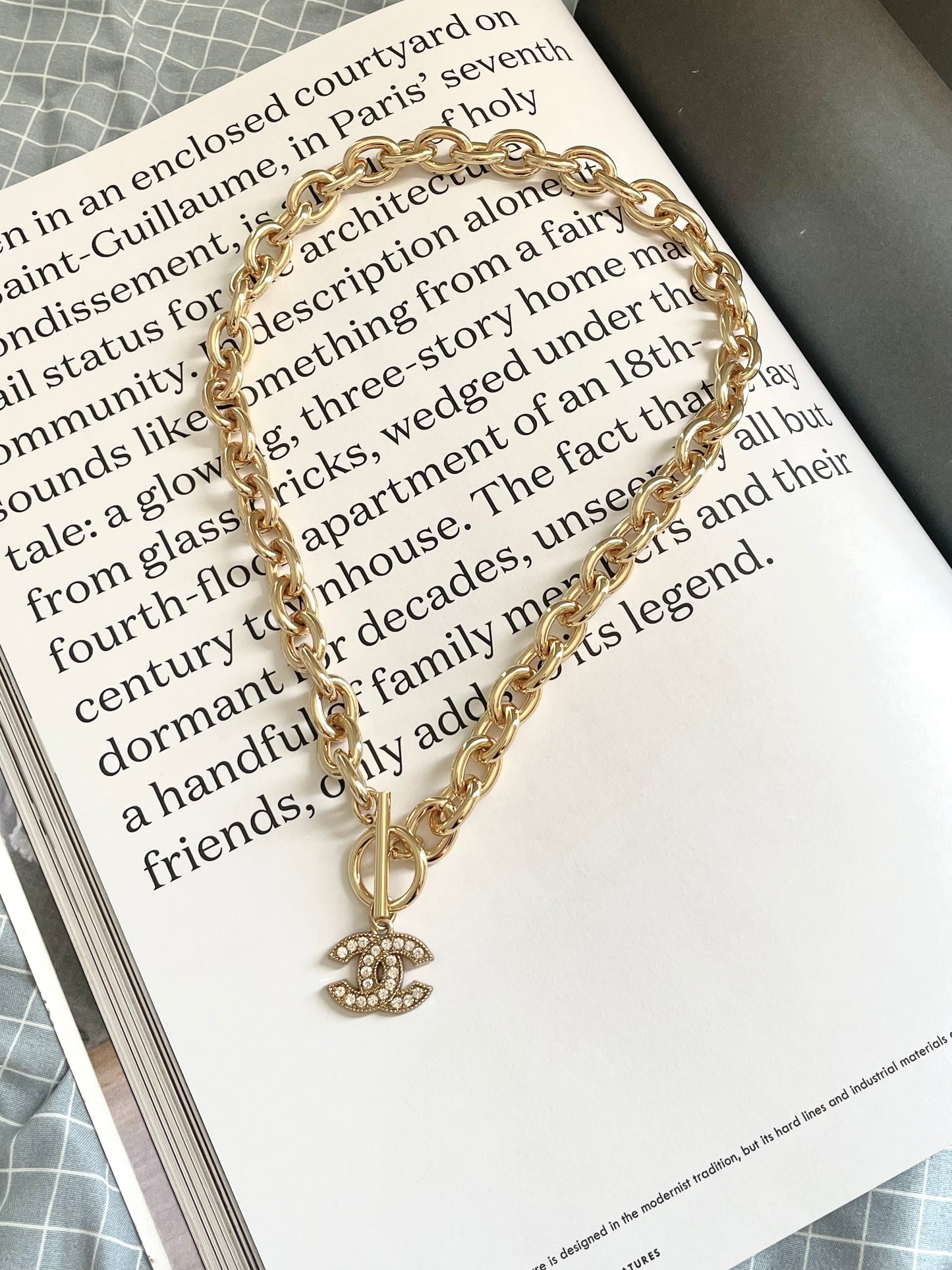 Repurposed Authentic Designer Zipper Pull Gold Plated Necklace