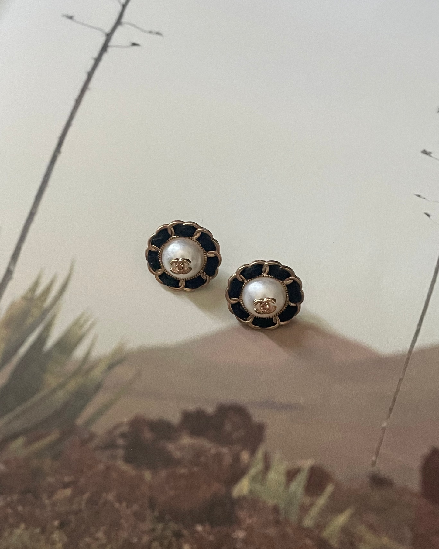 Repurposed Designer Button Gold Plated Earrings – Upcycled Statement Jewelry for Women