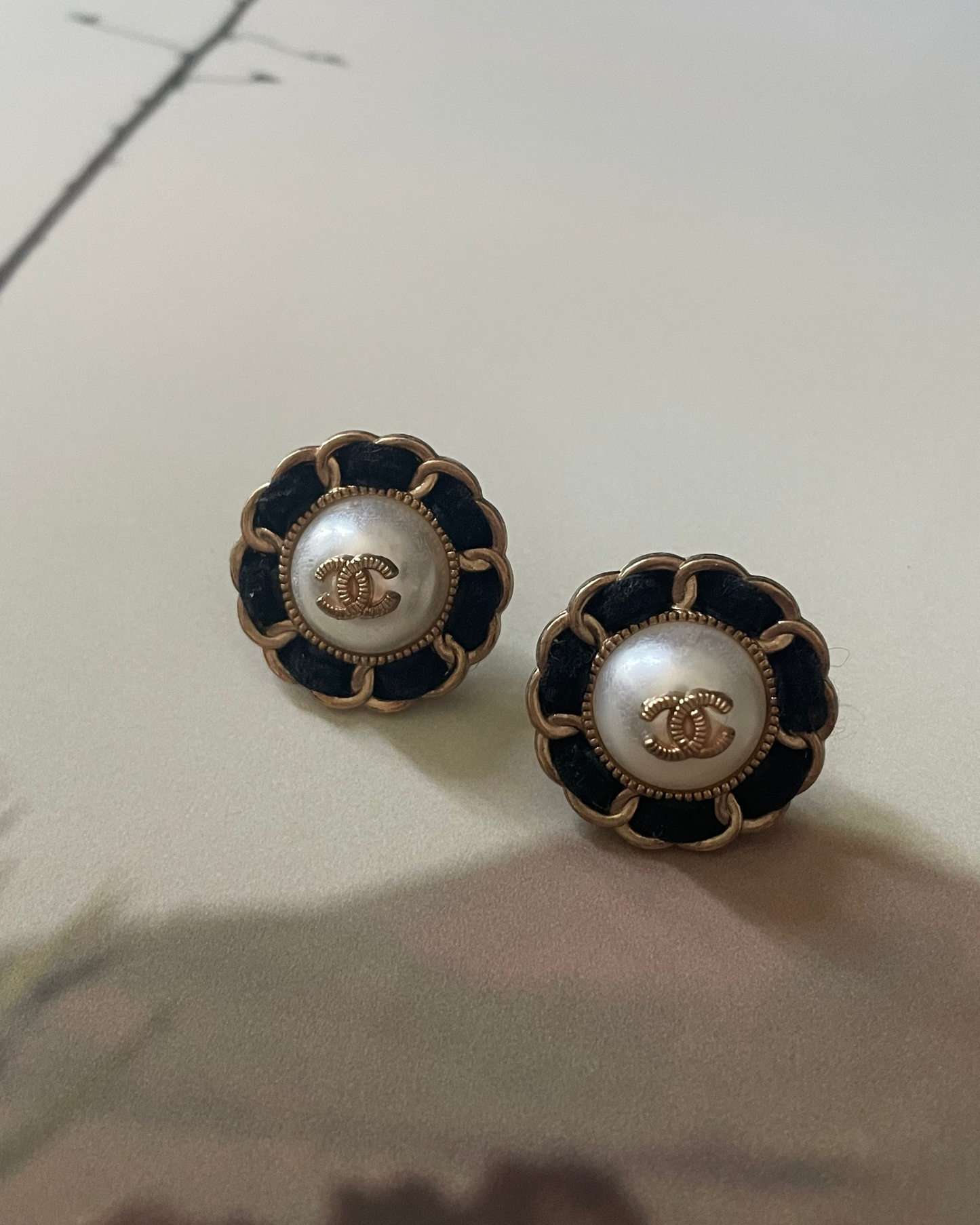 Repurposed Designer Button Gold Plated Earrings – Upcycled Statement Jewelry for Women