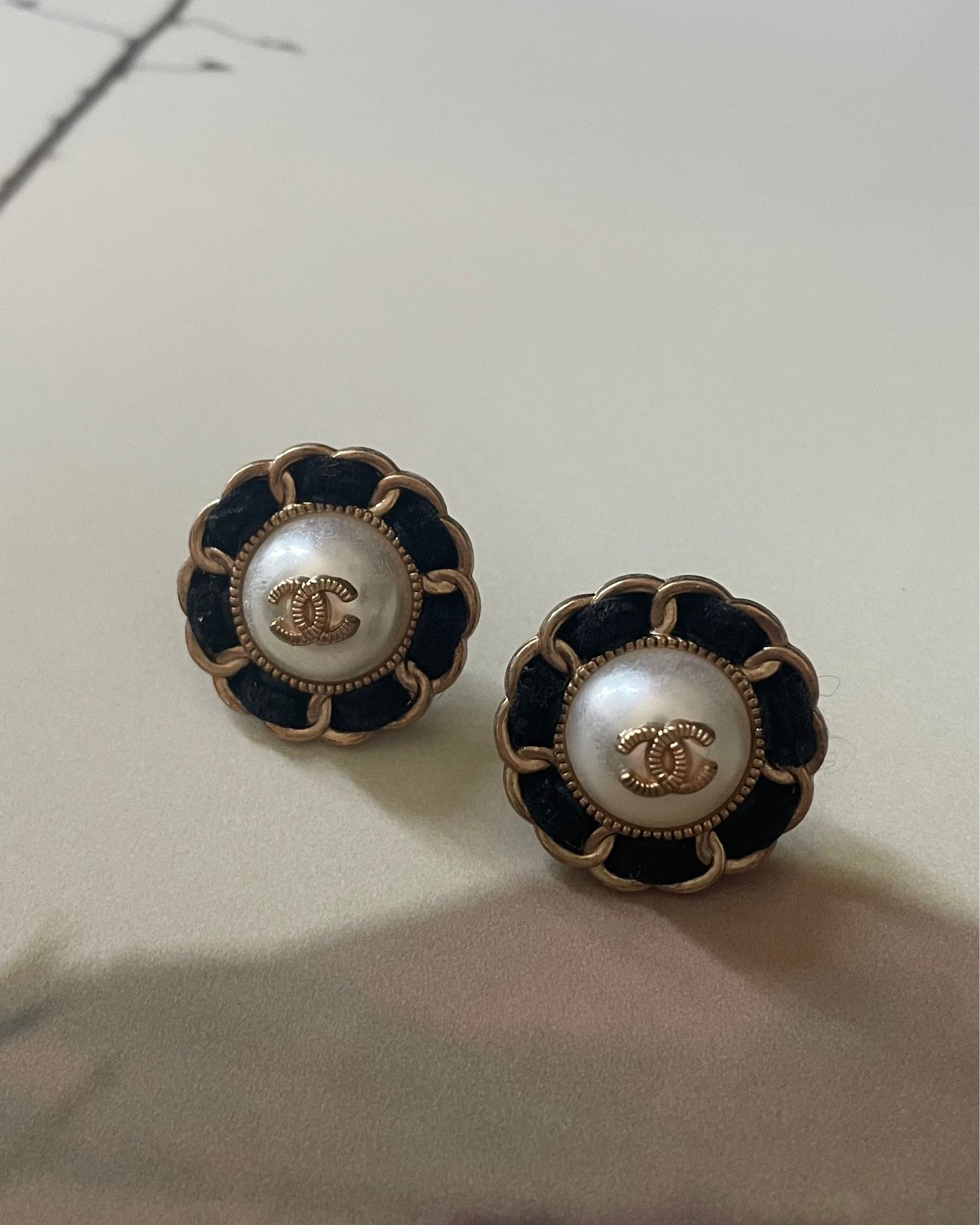 Repurposed Designer Button Gold Plated Earrings – Upcycled Statement Jewelry for Women