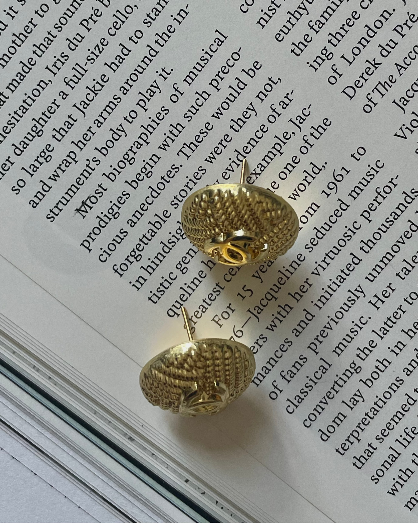 Repurposed Designer Button Gold Plated Stud Earrings  – Upcycled Statement Jewelry for Women