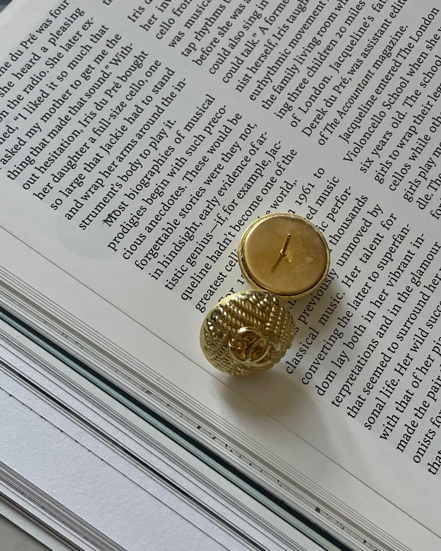 Repurposed Designer Button Gold Plated Stud Earrings  – Upcycled Statement Jewelry for Women