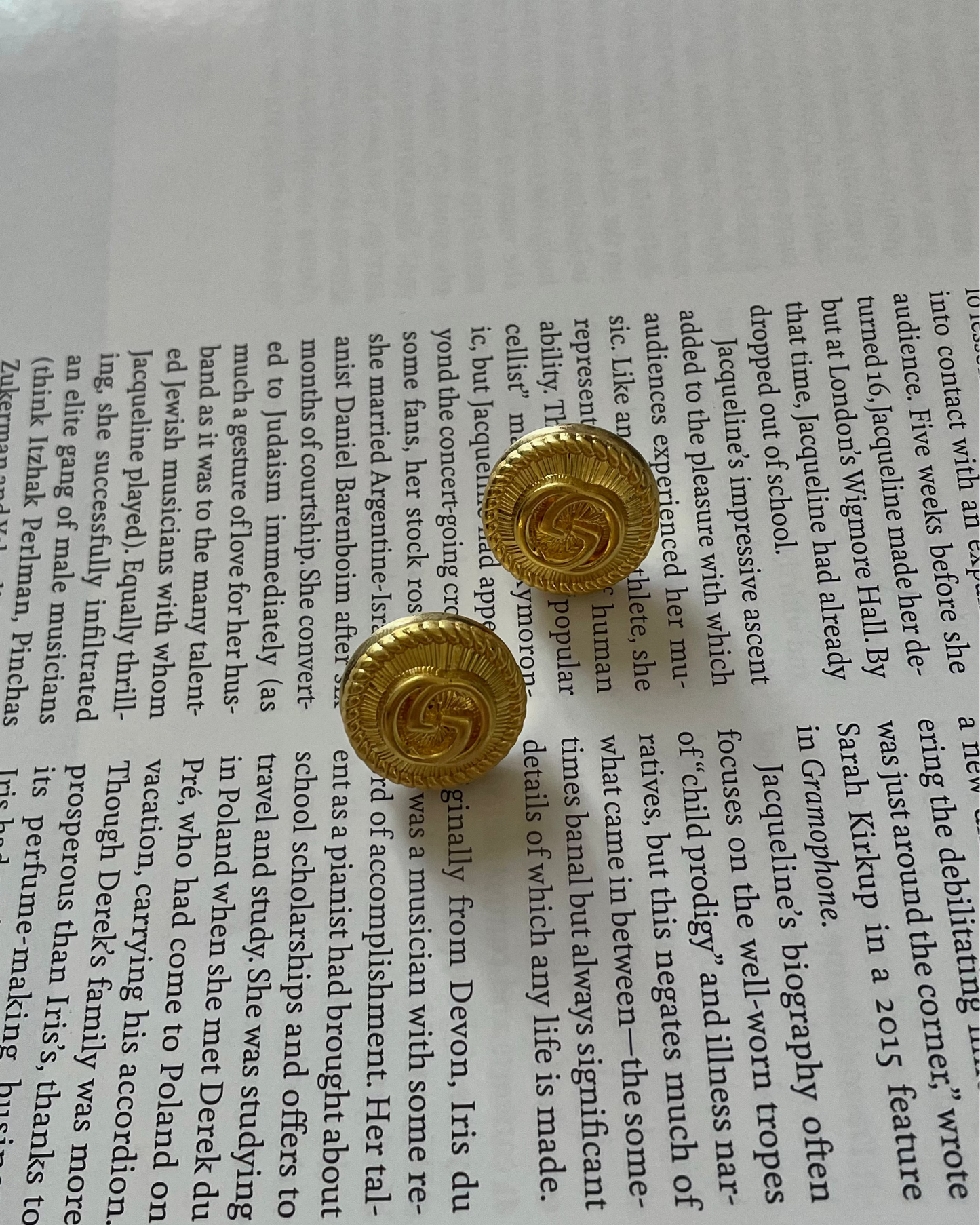 Repurposed Designer Button Gold Plated Stud Earrings – Upcycled Statement Jewelry for Women